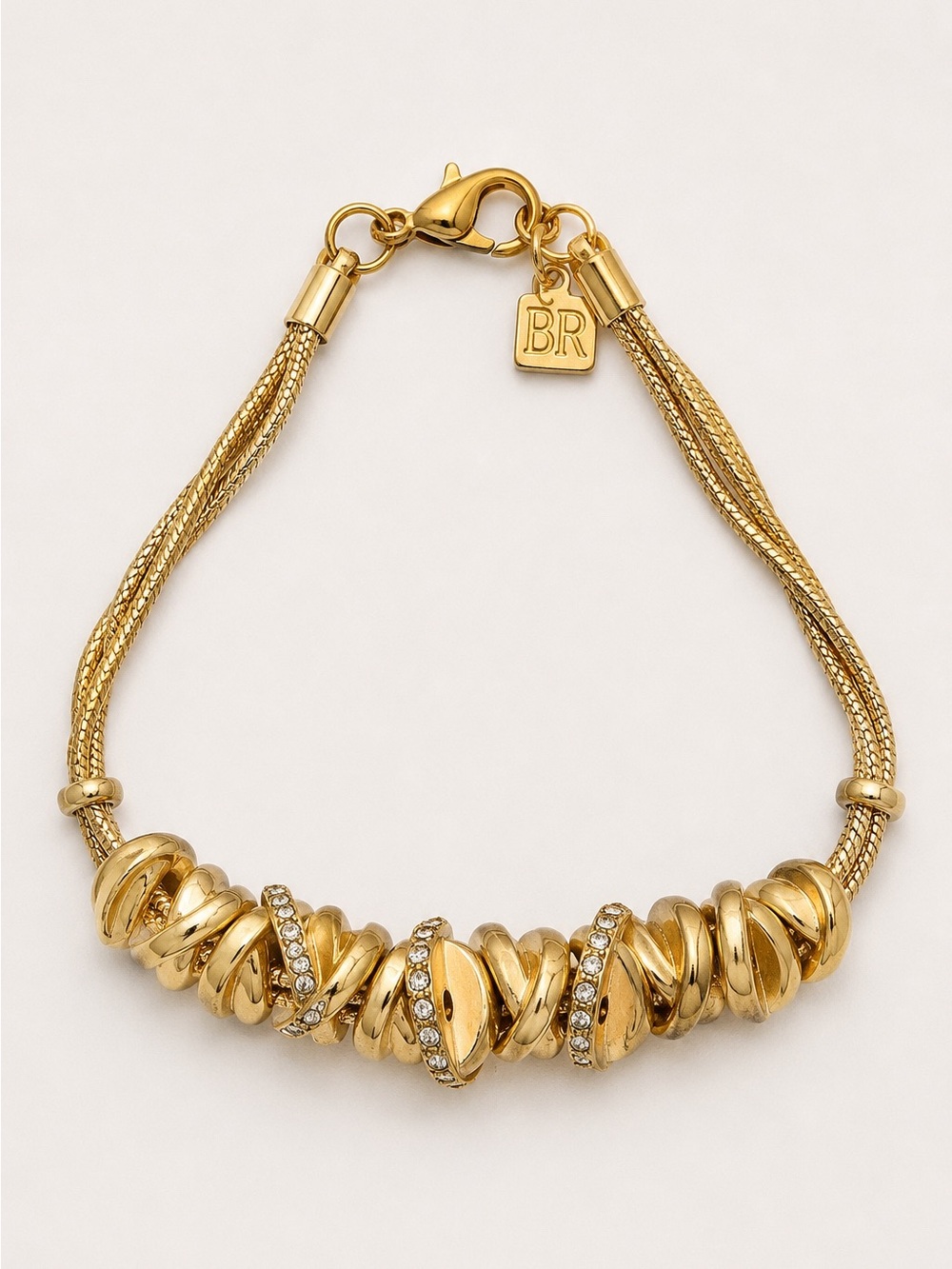 Banana Republic Gold Tone Crystal Bead Multi-Strand Bracelet